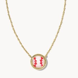 Kendra Scott Baseball Gold Short Pendant Necklace in Ivory Mother-of-Pearl